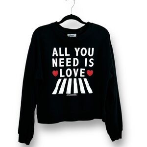 Lennon & McCartney Sweatshirt Women Black All You Need Is Love Pullover Sz M